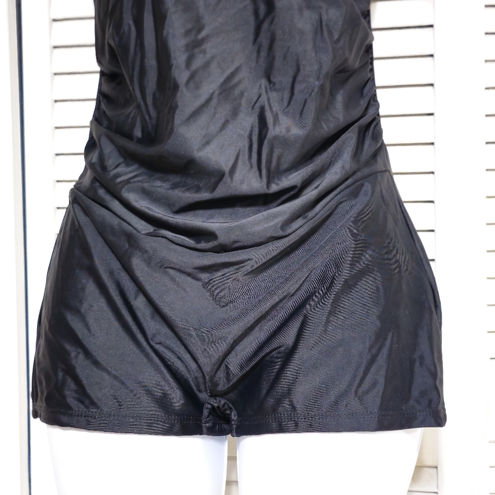 Womens Small Black‎ Halter Swimsuit Shorts One Piece - Picture 4 of 7
